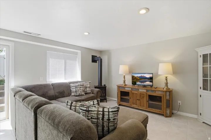 Basement living room with walk-out entrance