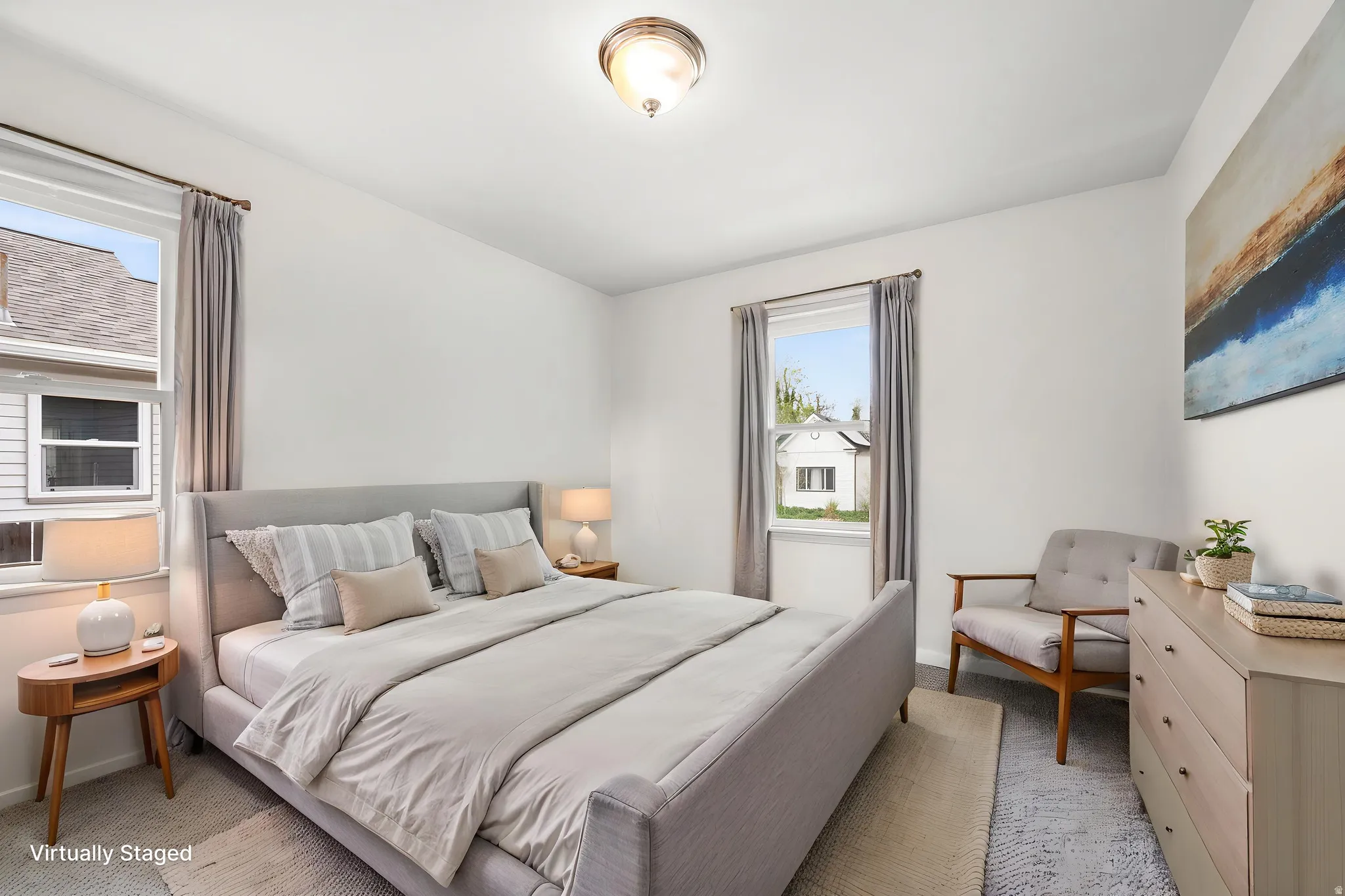 Main Level Bedroom AI staged with bedroom set up