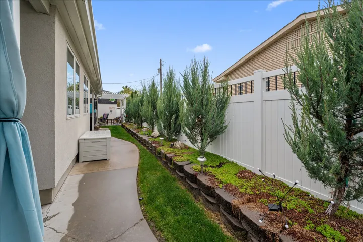 View of fenced backyard