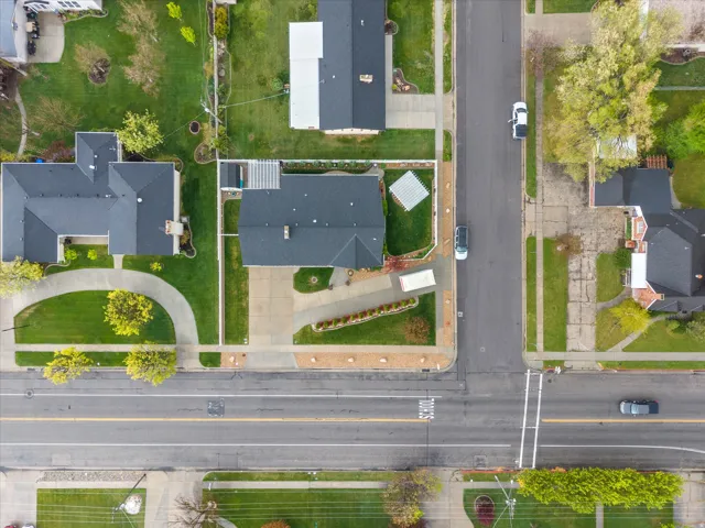 Aerial perspective of suburban area