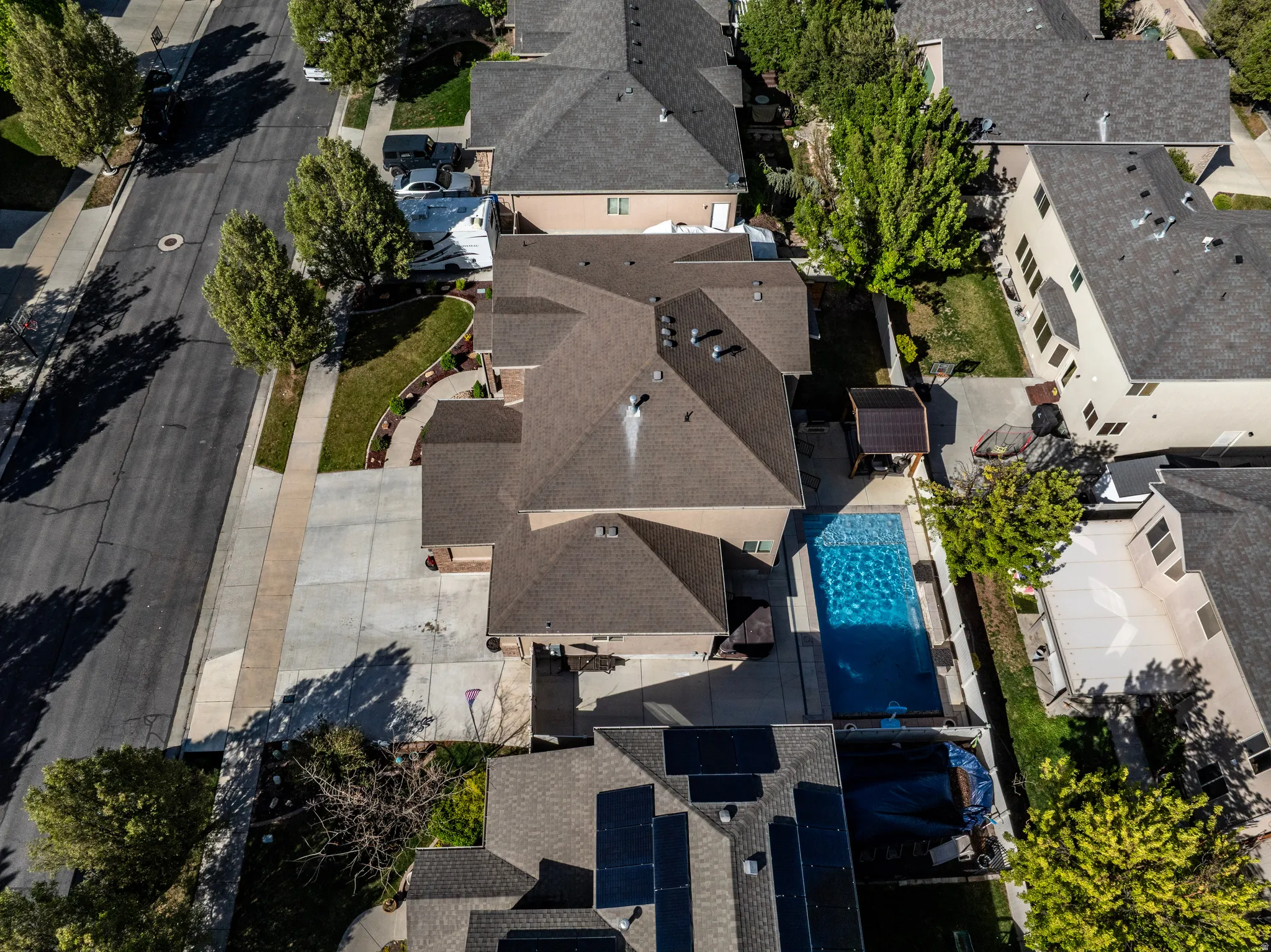 Aerial view of residential area