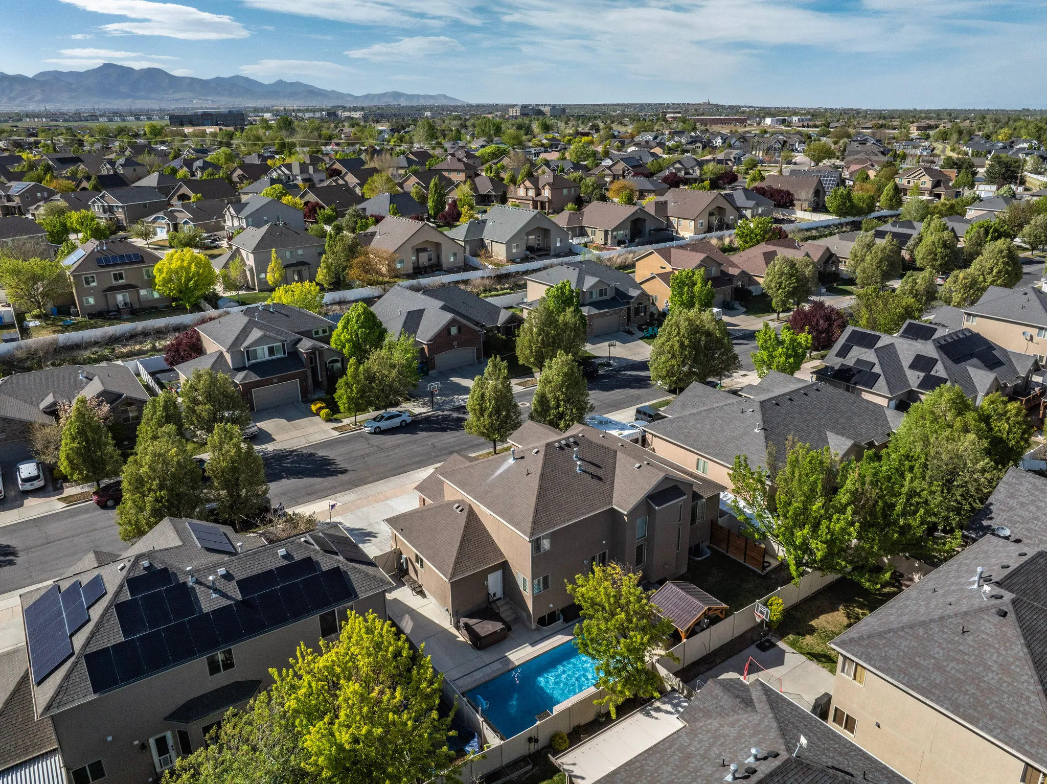 Aerial view of a mountainous background