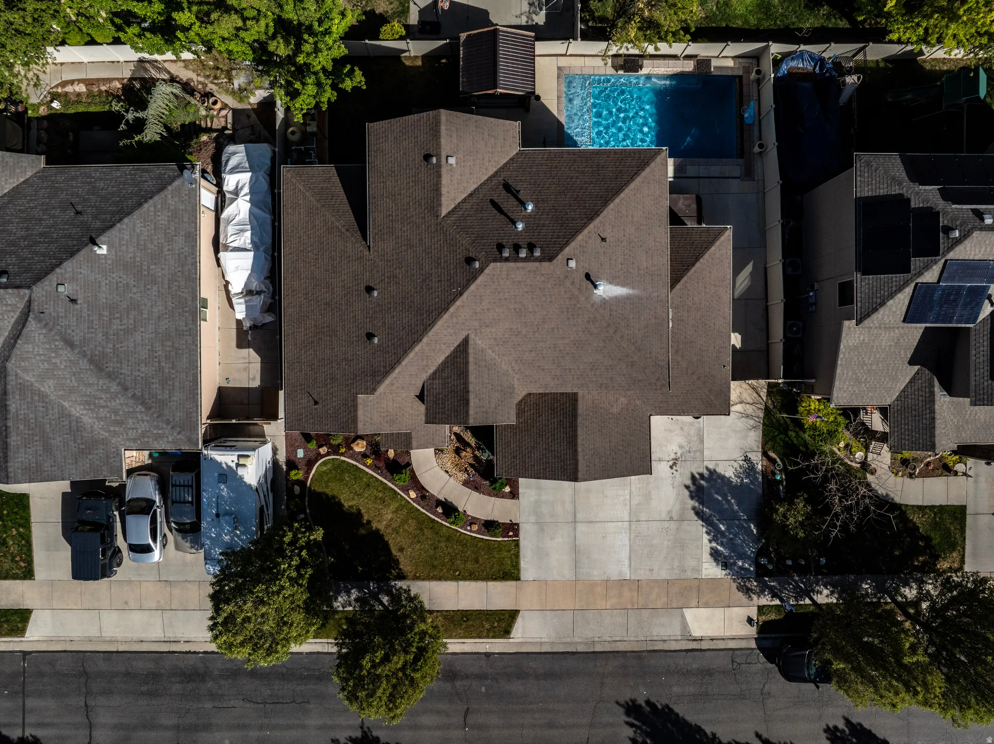 Aerial view of a pool area