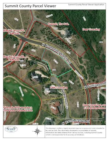 Aerial map of property and surrounding area with property boundaries highlighted