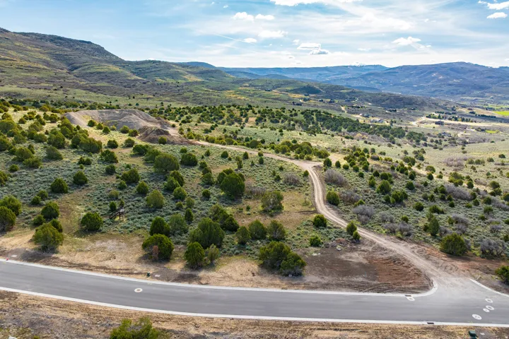 Overview of rural landscape featuring mountains
