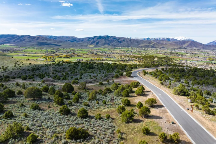 Aerial view of a mountain backdrop