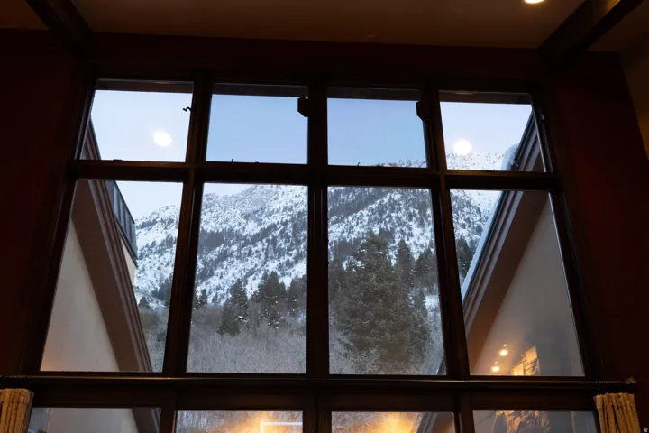 Detailed view of a Mt. Olympus background from the kitchen