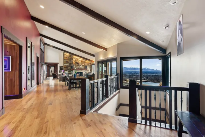 View from front door showing wall to wall valley views in main living area.