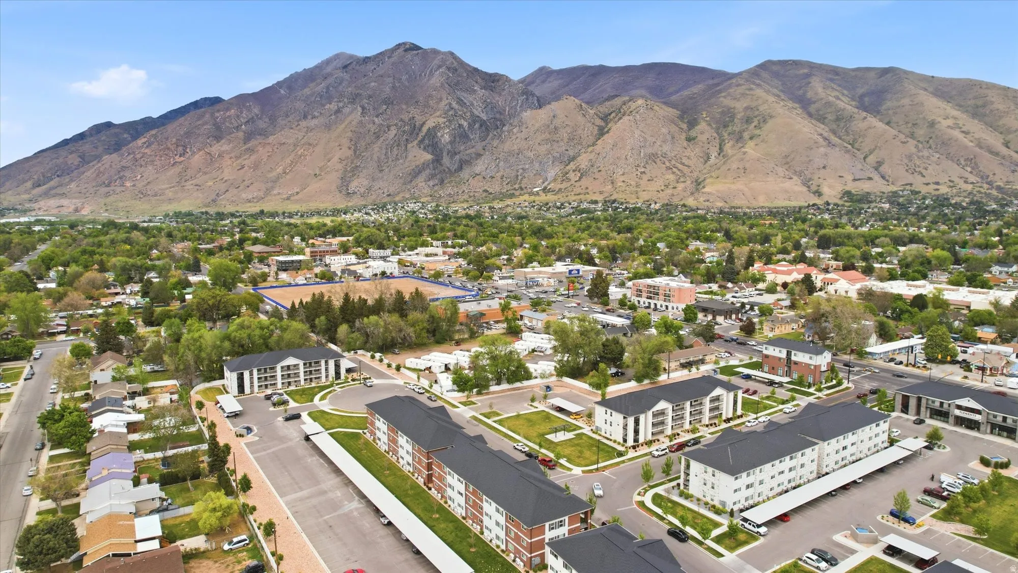 Bird's eye view of a mountain backdrop
