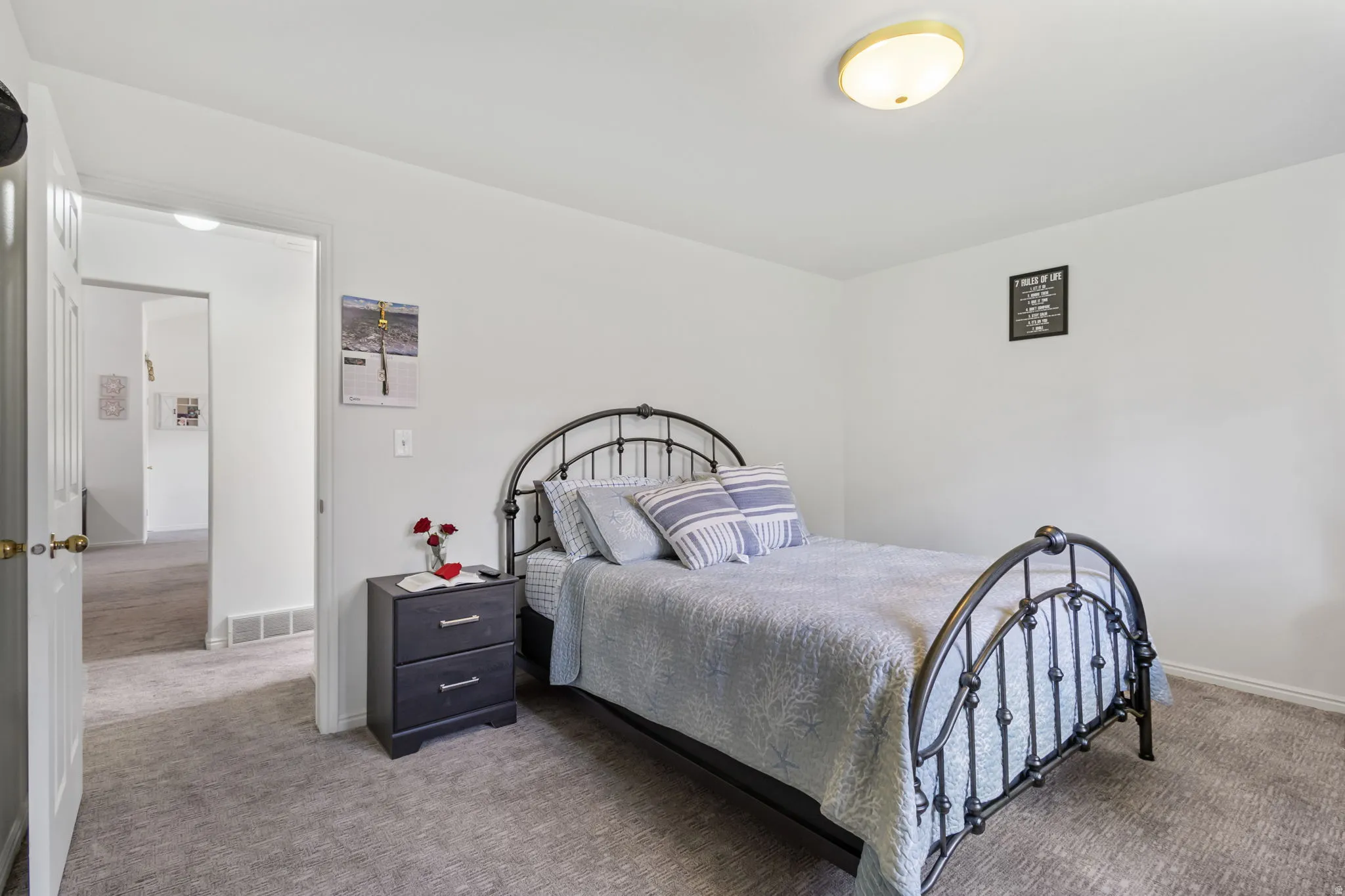 Bedroom featuring carpet