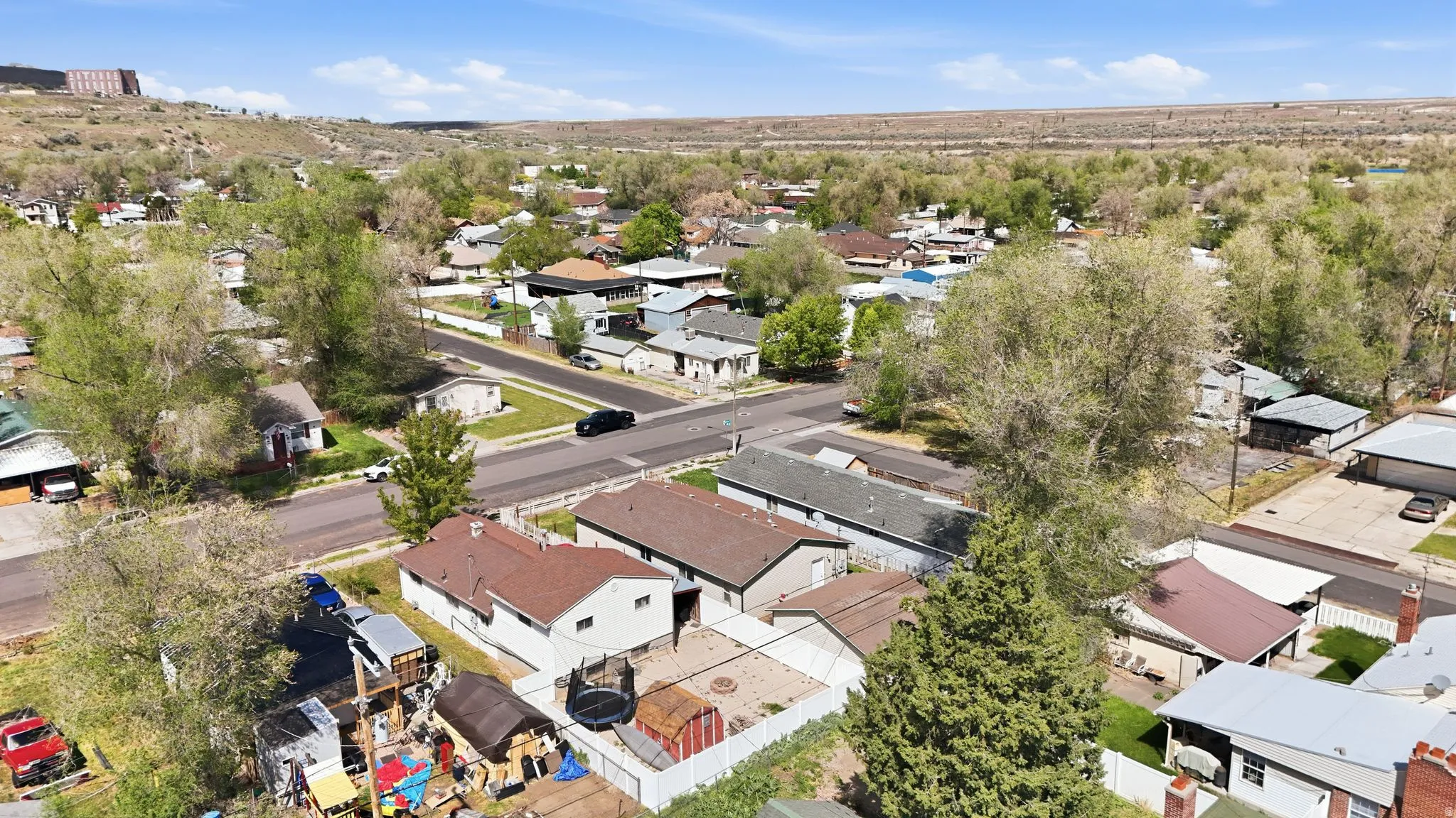 Aerial perspective of suburban area