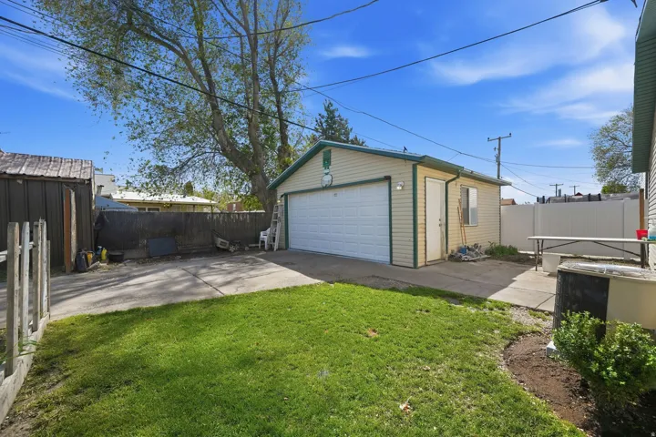View of detached garage