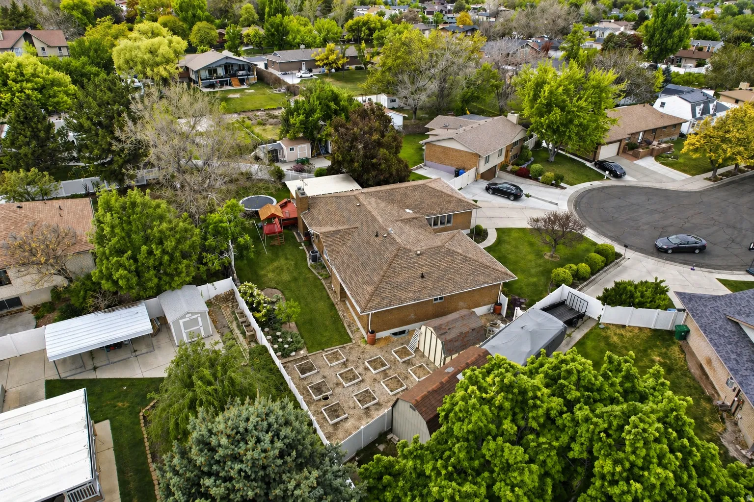 Aerial perspective of suburban area
