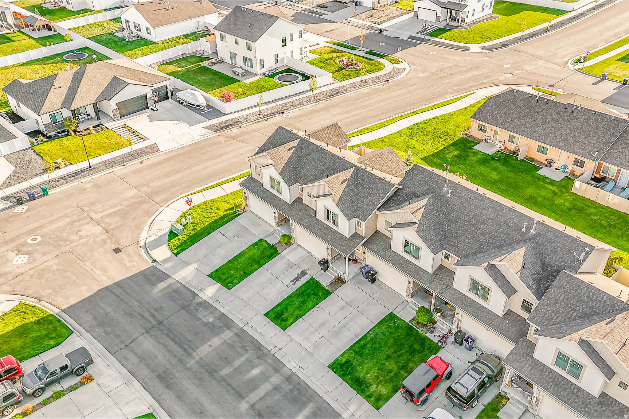 Aerial perspective of suburban area