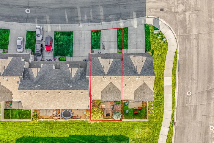 Aerial overview of property's location with property parcel outlined