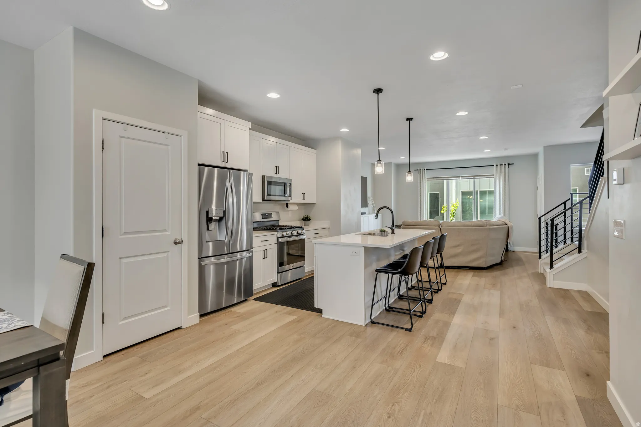 Kitchen view into family room area.