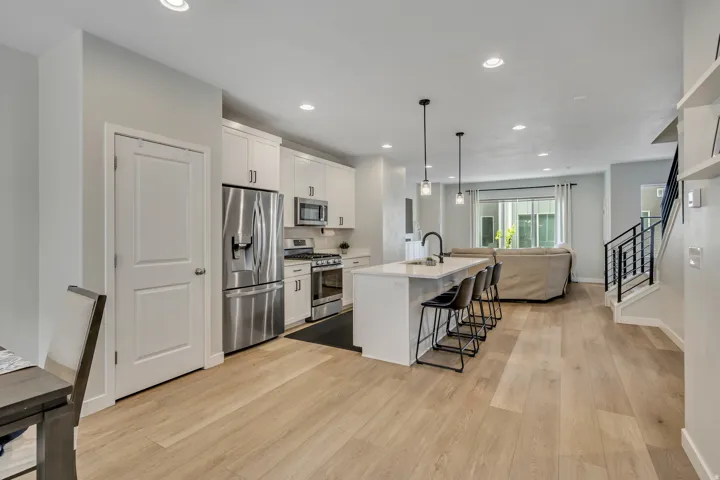 Kitchen view into family room area.