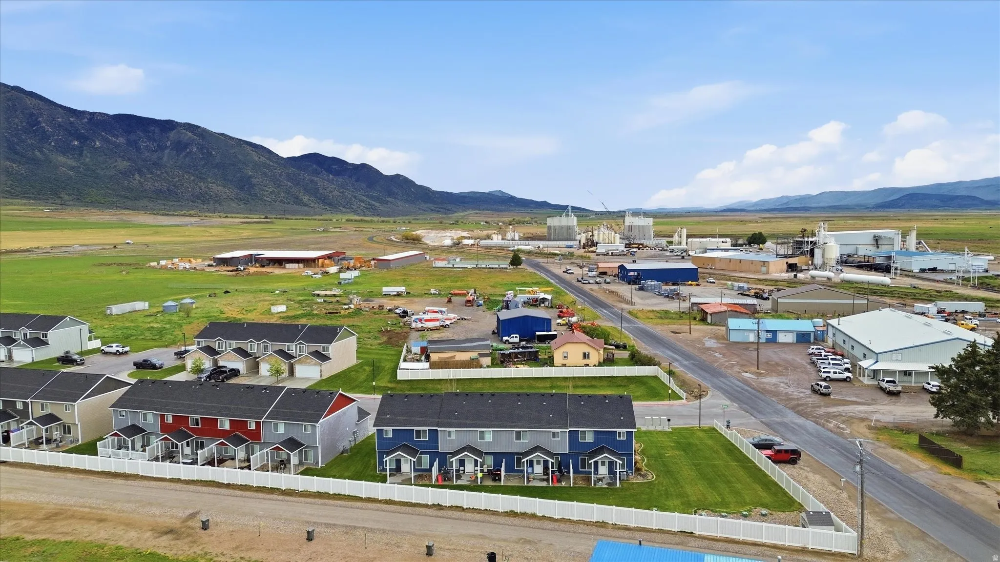 Aerial view of a mountainous background