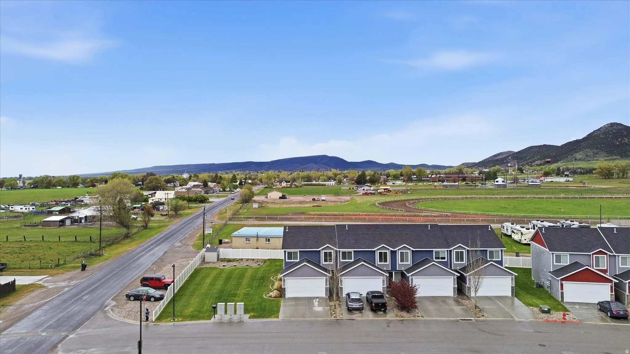 Aerial view of a mountain backdrop