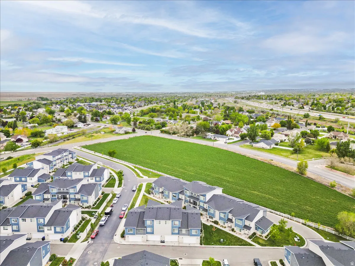 Aerial perspective of suburban area