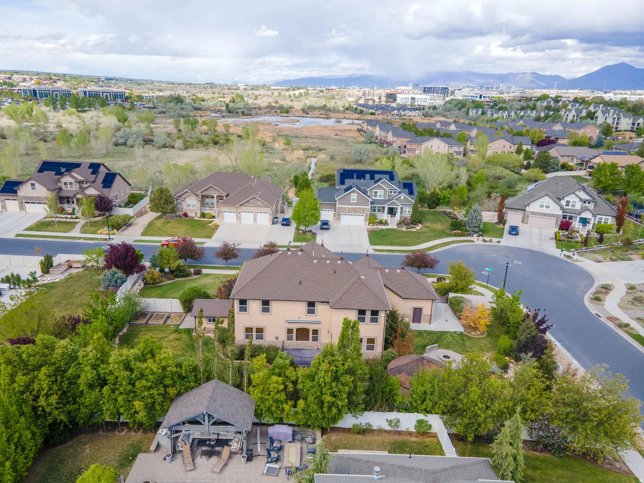 Aerial view of residential area