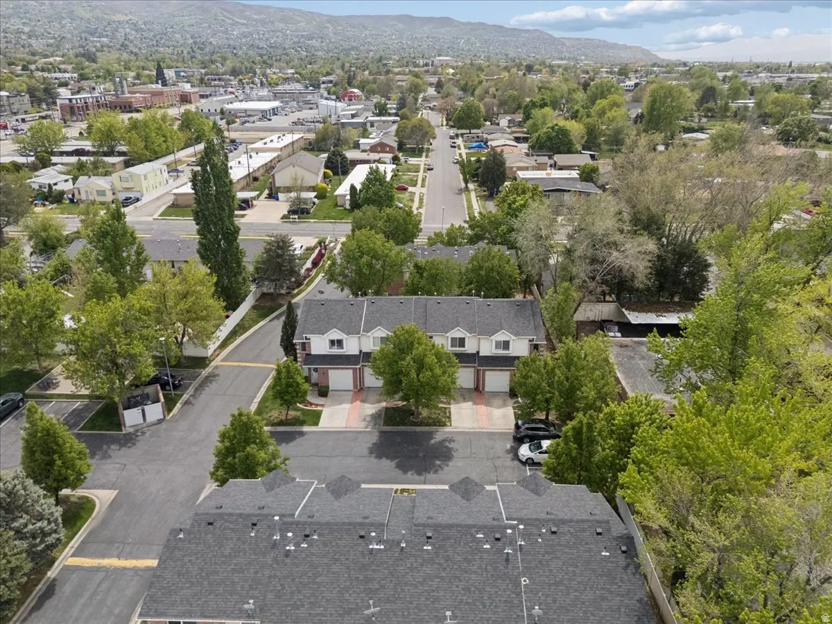 Drone / aerial view of a mountain backdrop