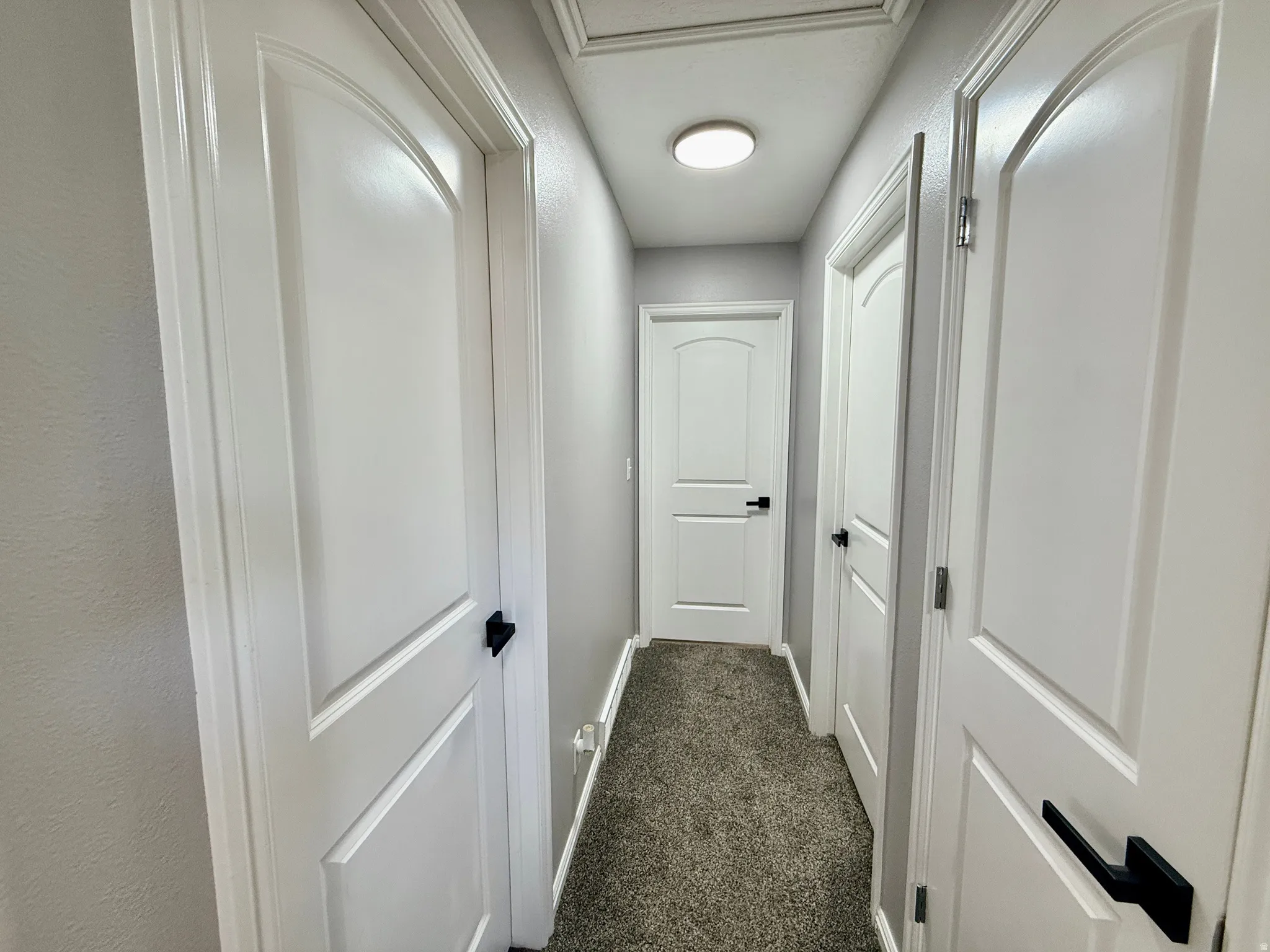 Hallway with light gray painted walls