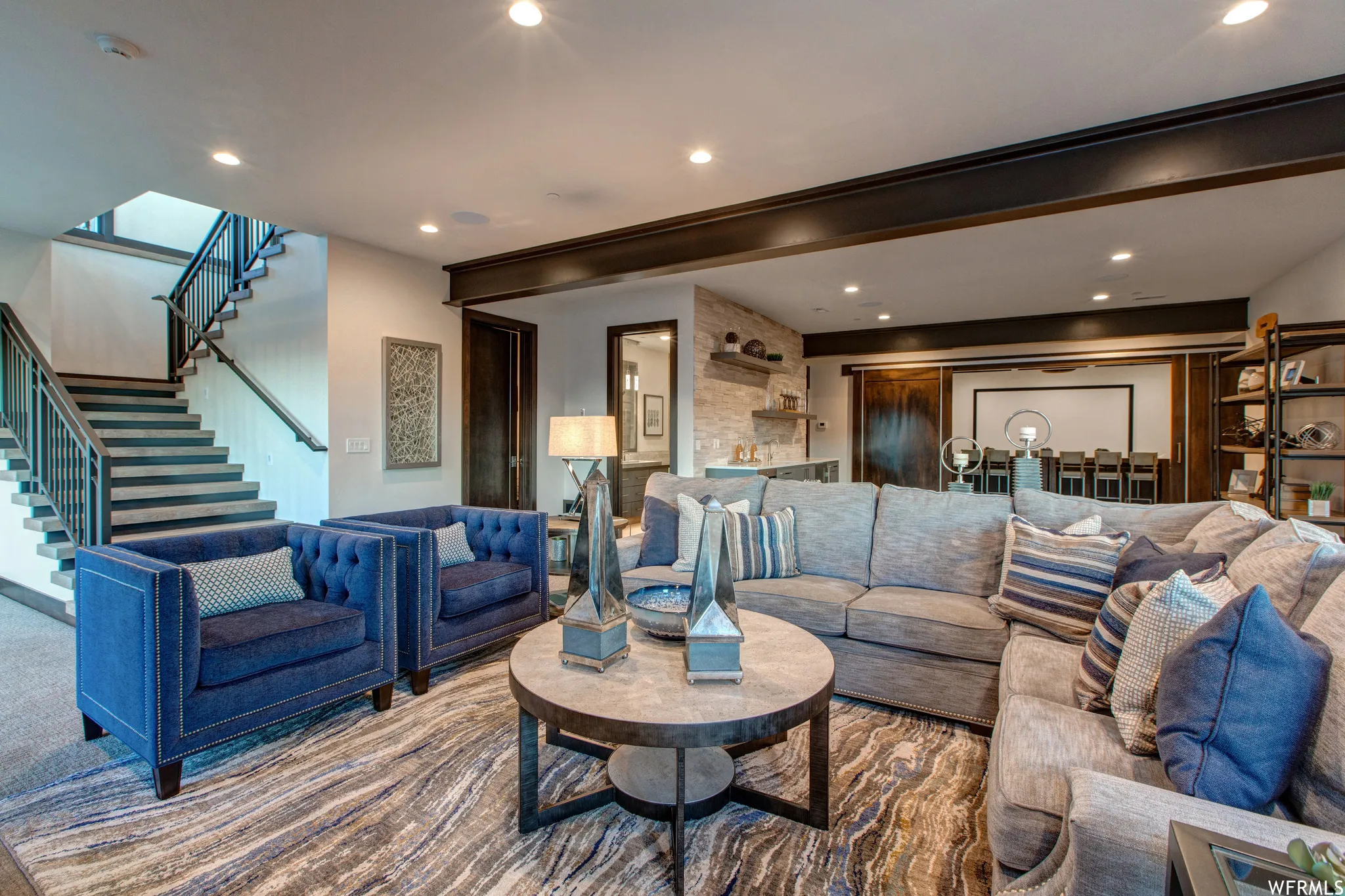 Living room featuring recessed lighting