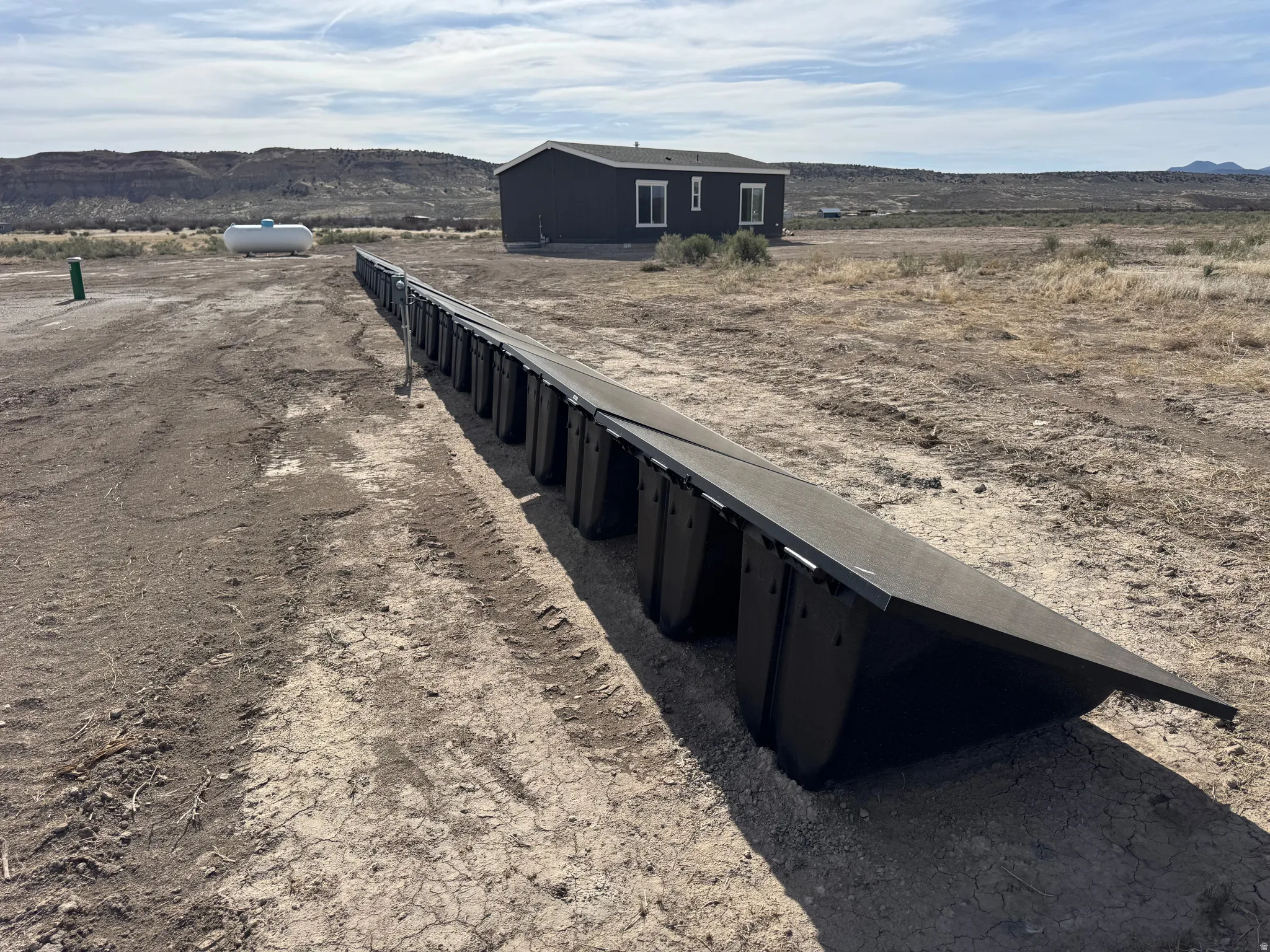 Large solar panel system for easy off-grid living.