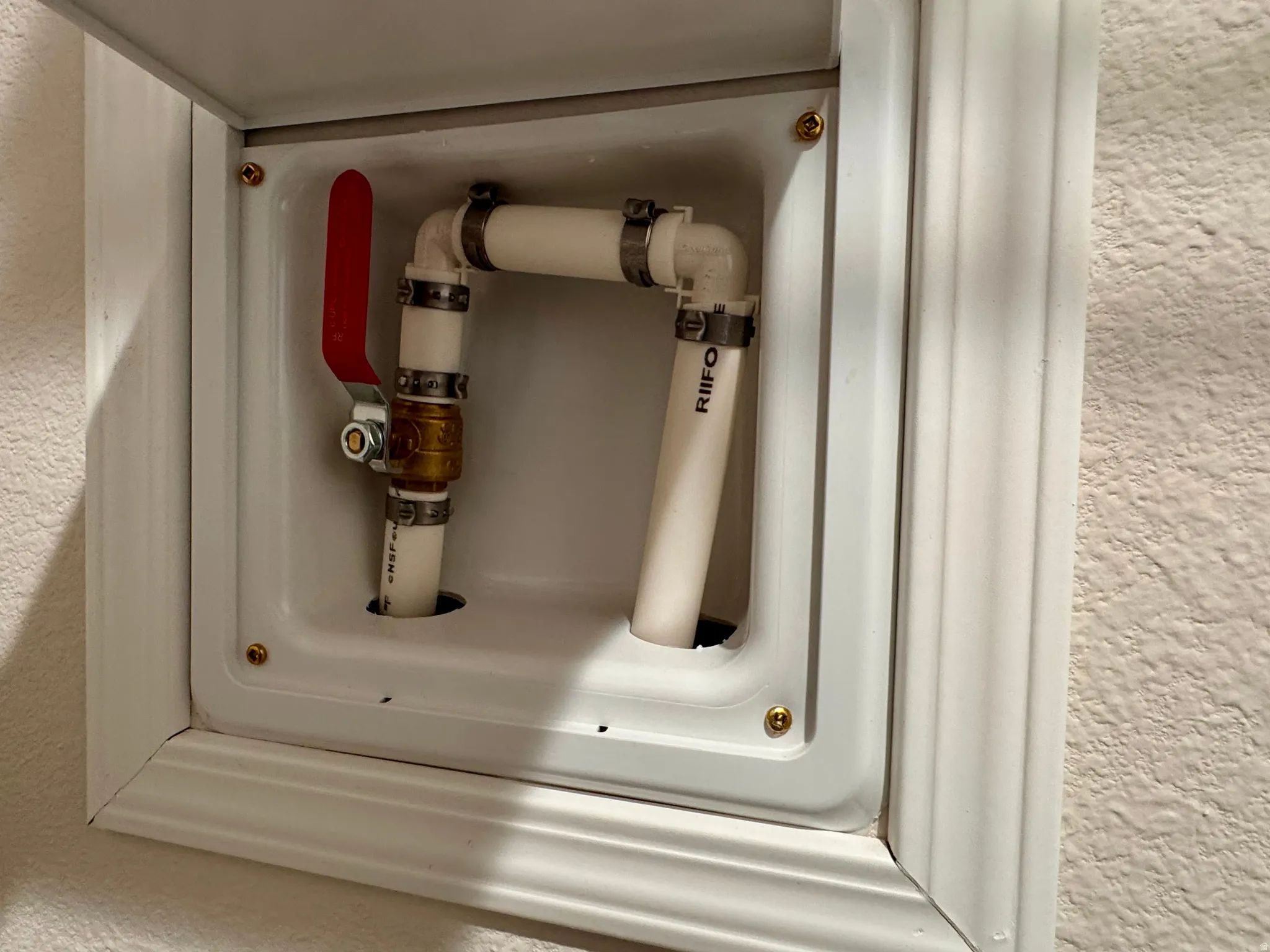 water shut-off valve in laundry room