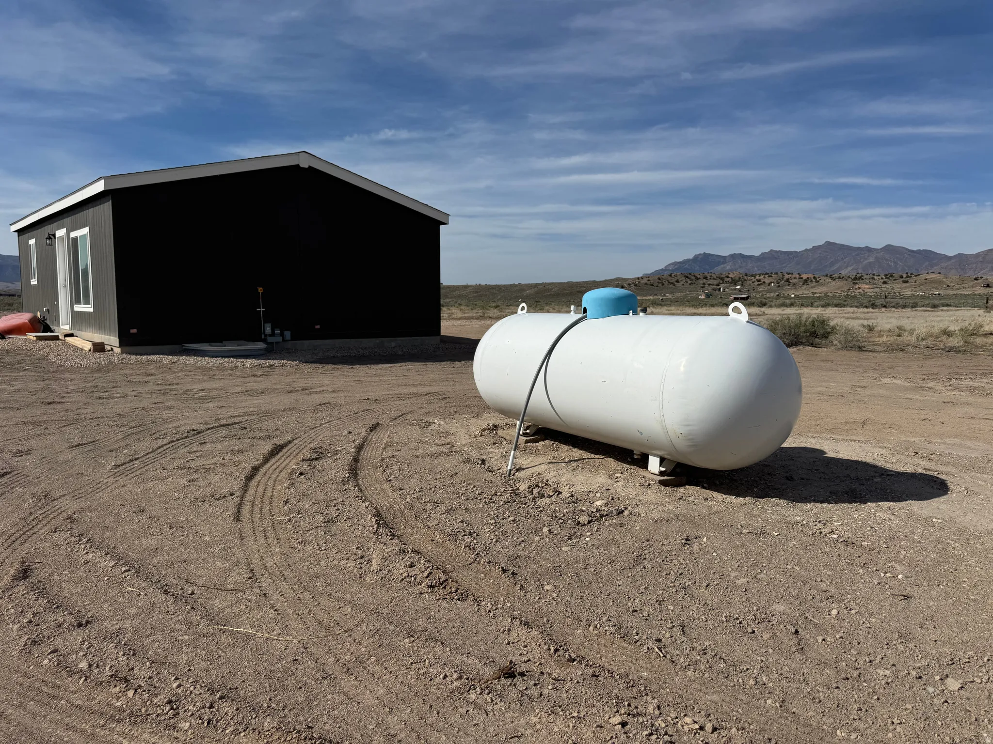 Propane tank is owned by seller and included in the sale.
