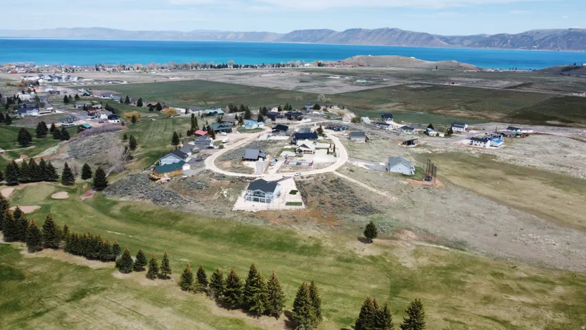 Aerial view of a water and mountain view