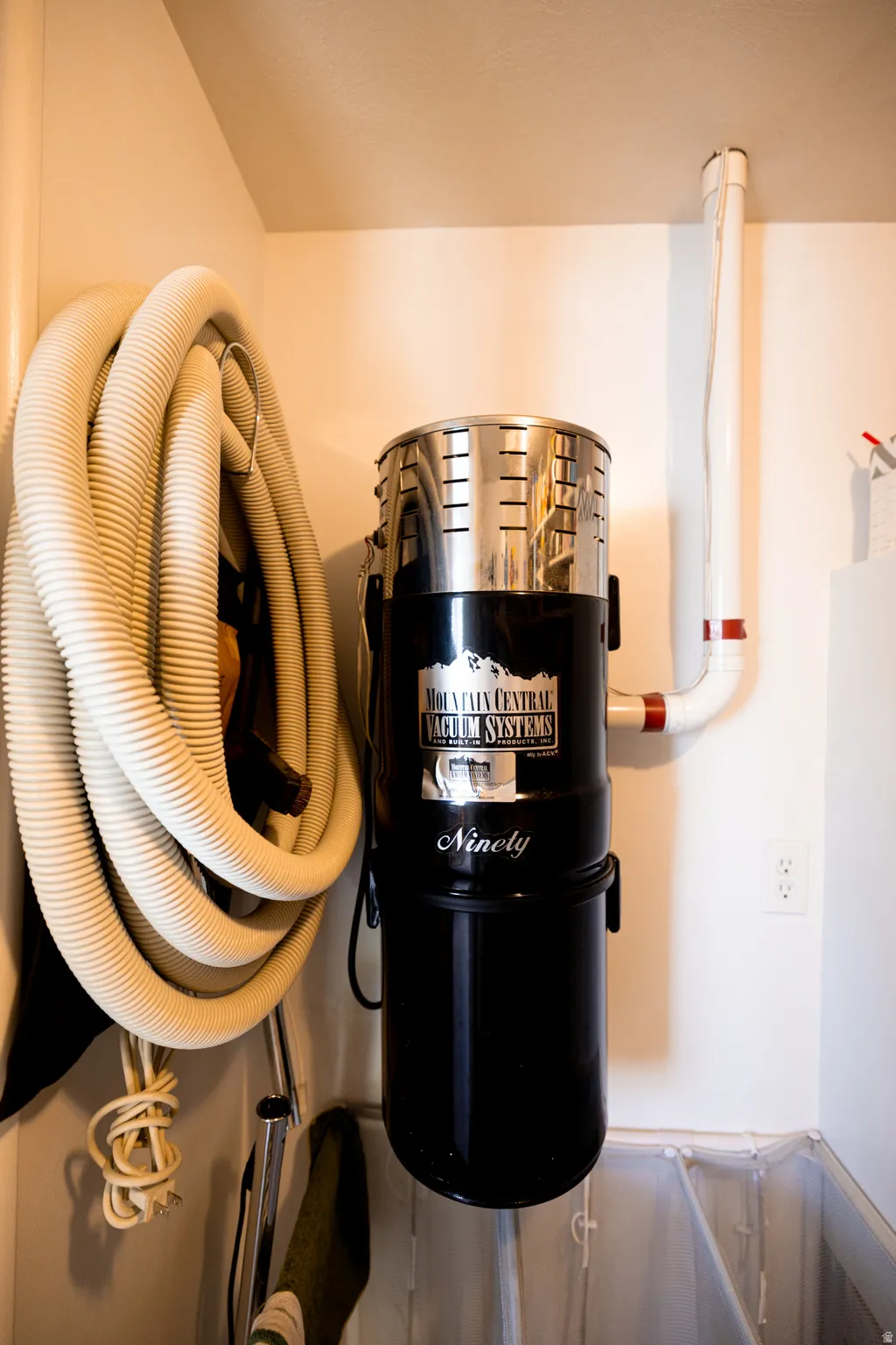 Detailed view of a central vacuum unit