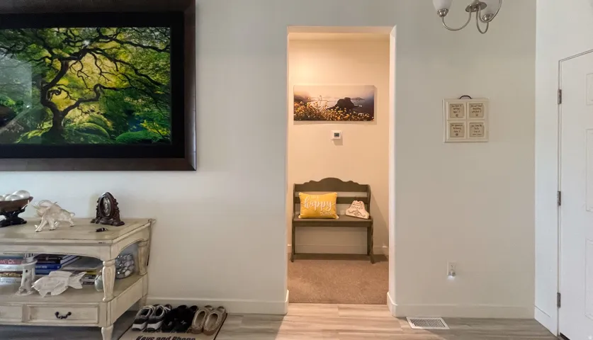 Entrance with view of the hallway leading to 2  bedrooms
