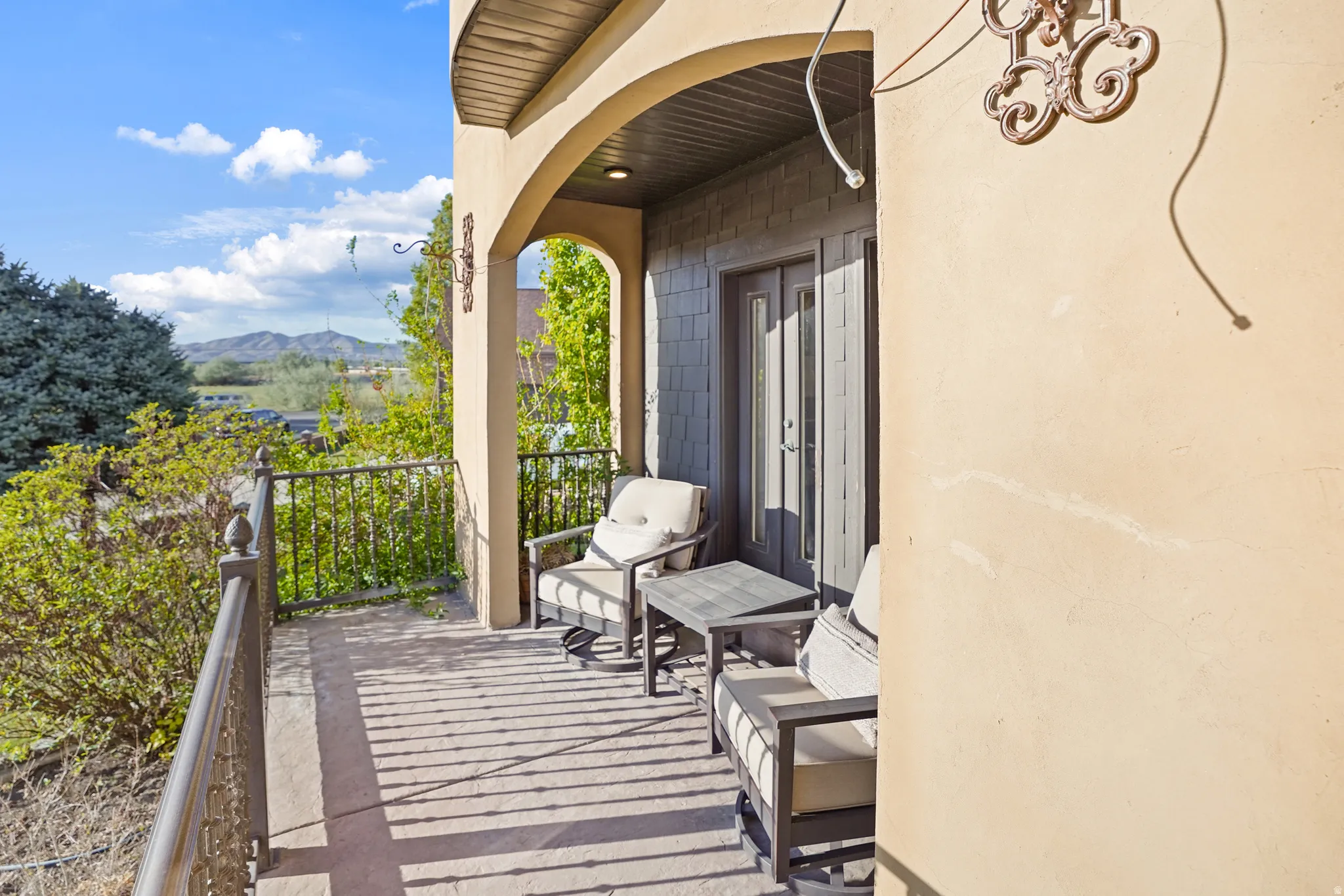 Balcony with a mountain view