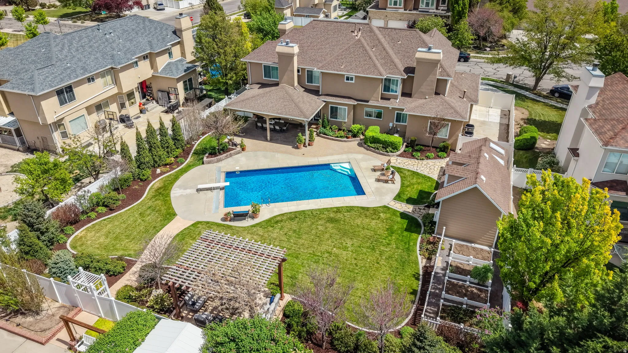 Aerial view of the backyard