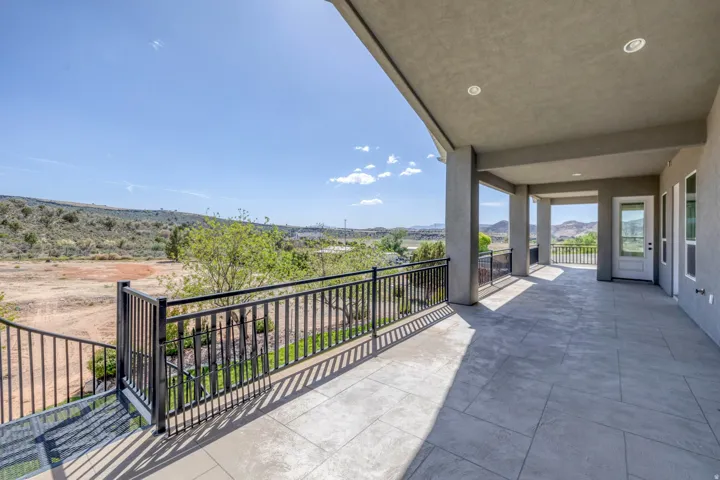 Balcony with a mountain view