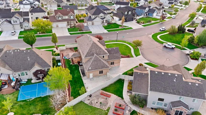 Aerial view of residential area