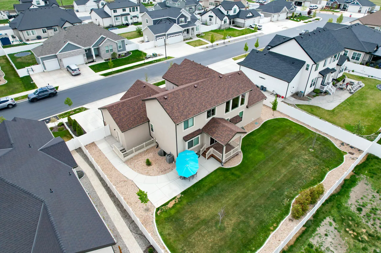 Aerial perspective of suburban area