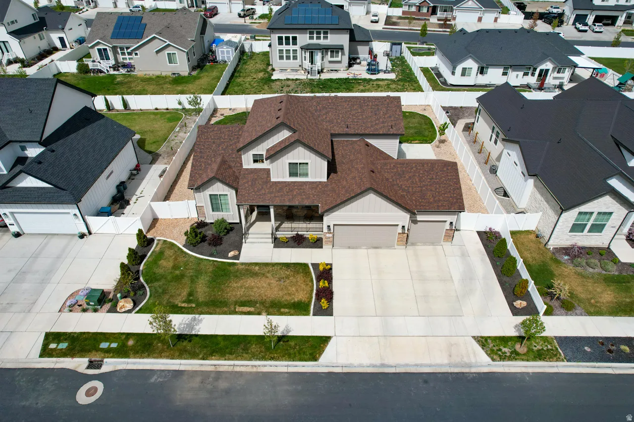 Aerial perspective of suburban area