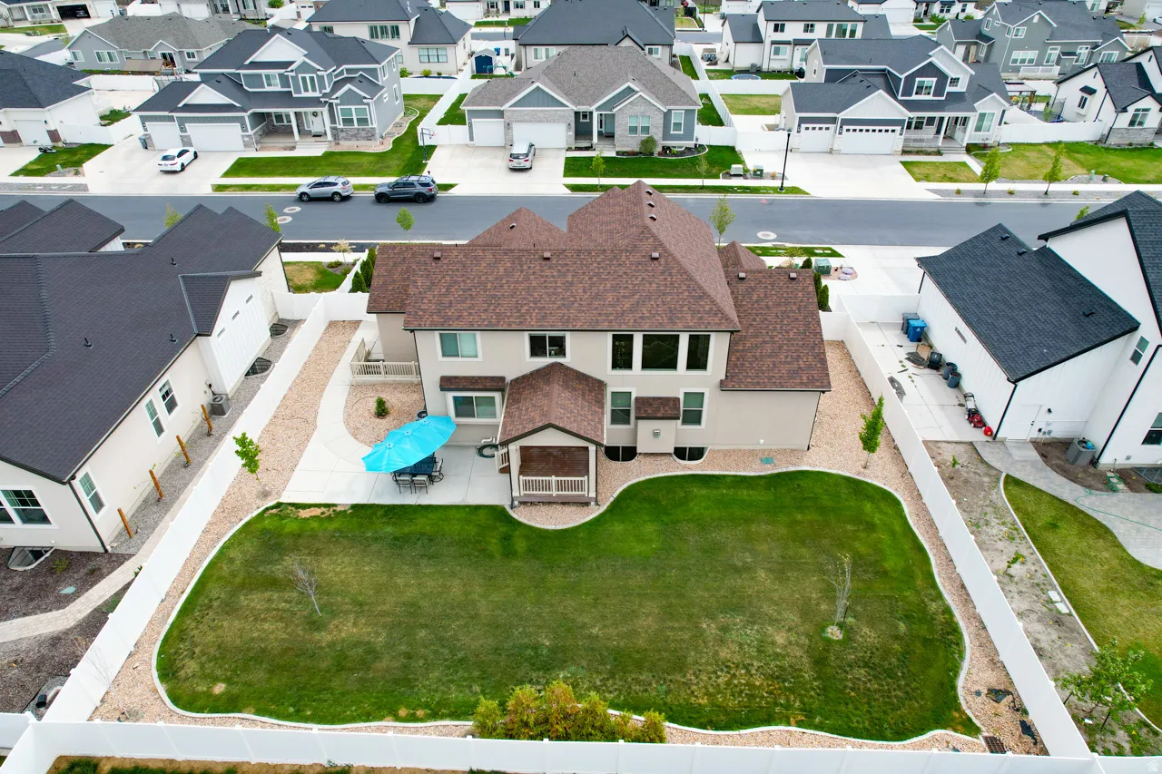 Aerial perspective of suburban area