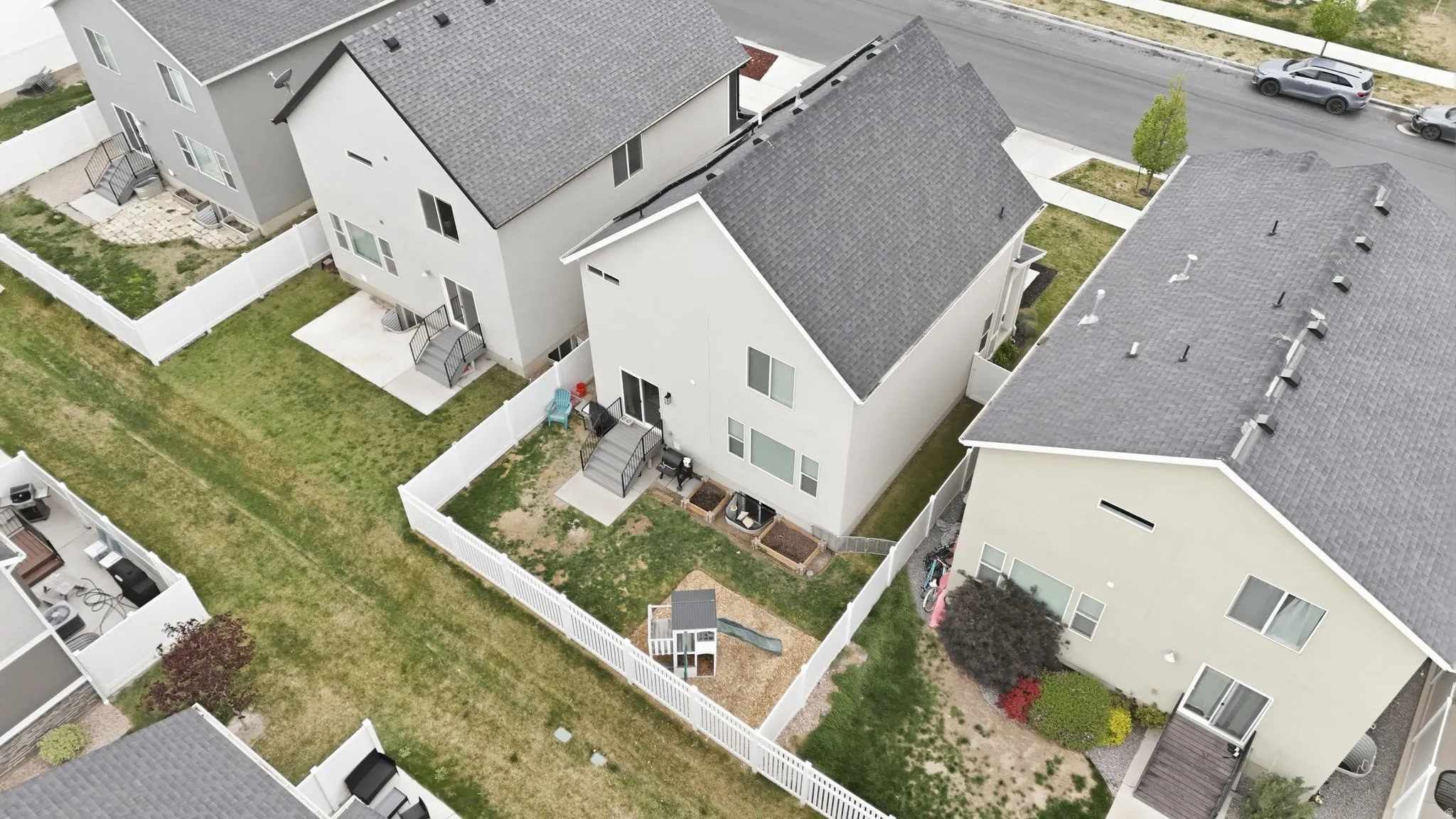 Aerial perspective of suburban area