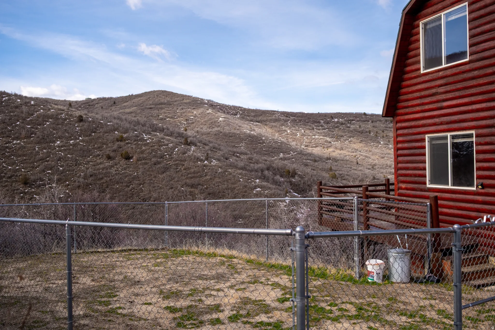 View of yard with a mountain view