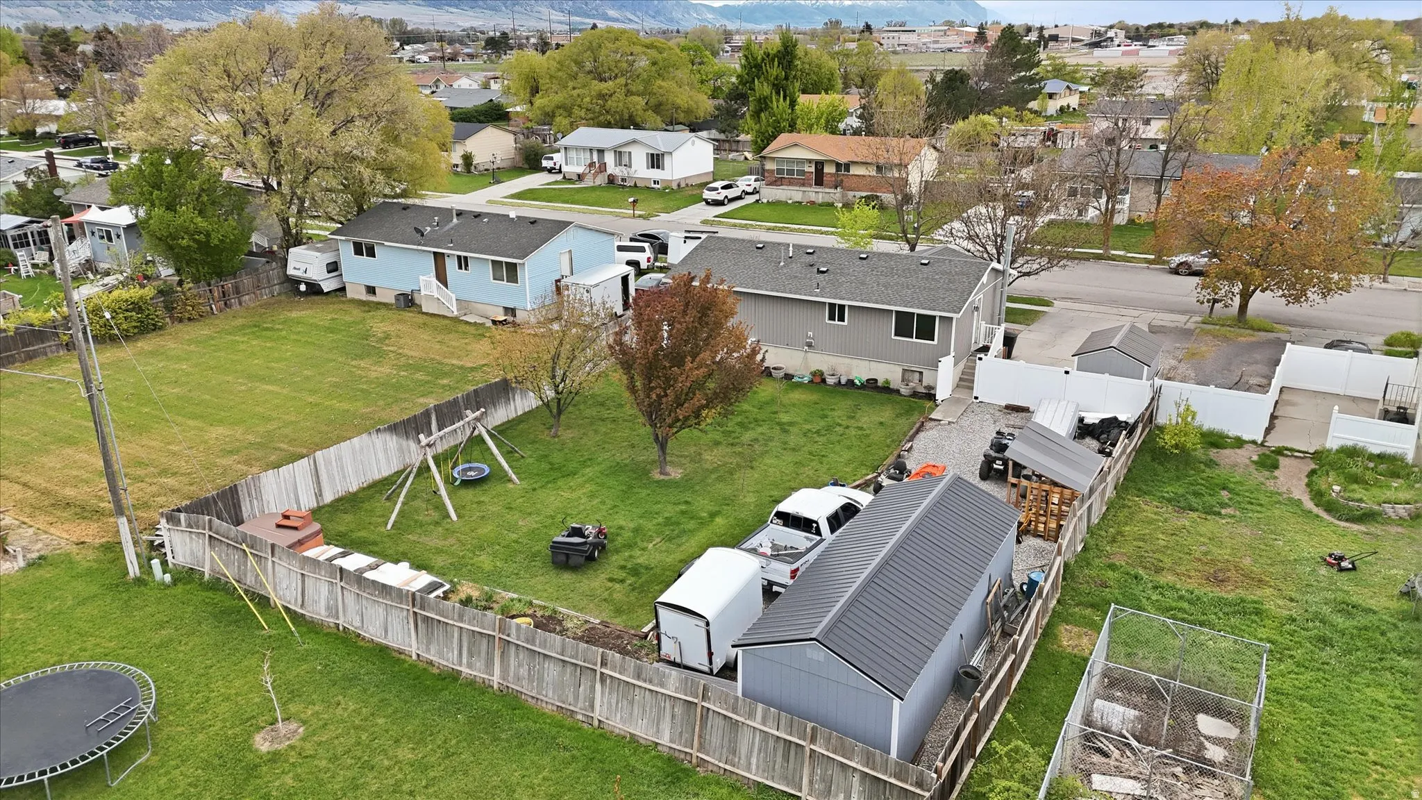 Aerial perspective of suburban area