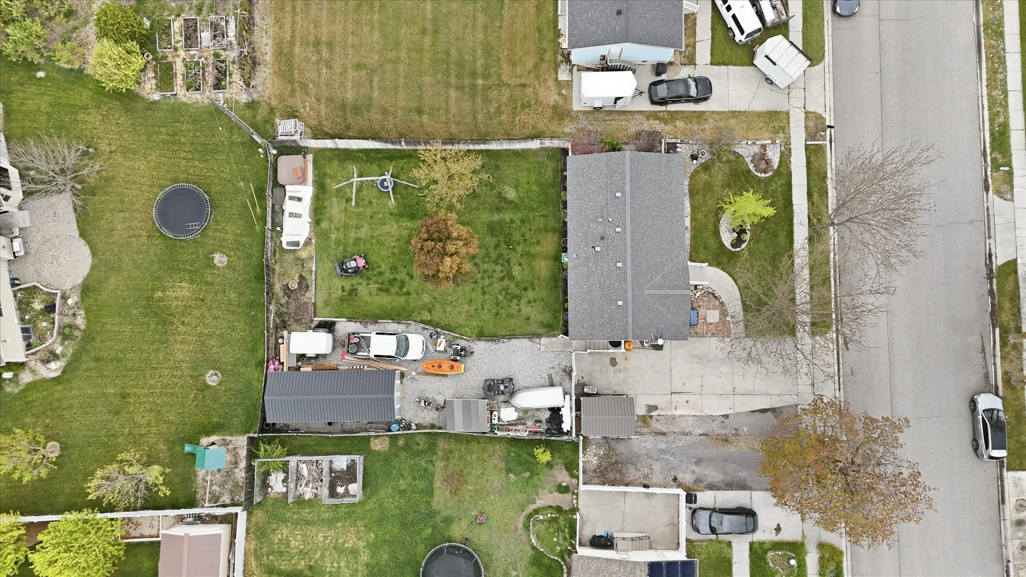Aerial perspective of suburban area