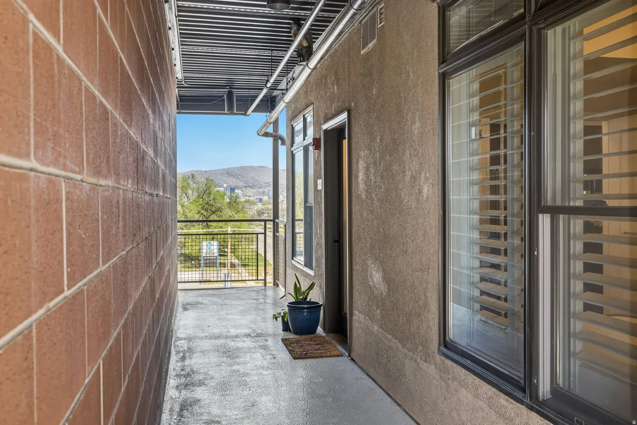 Balcony with a mountain view