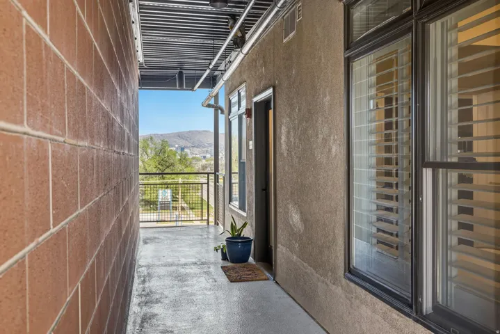 Balcony with a mountain view