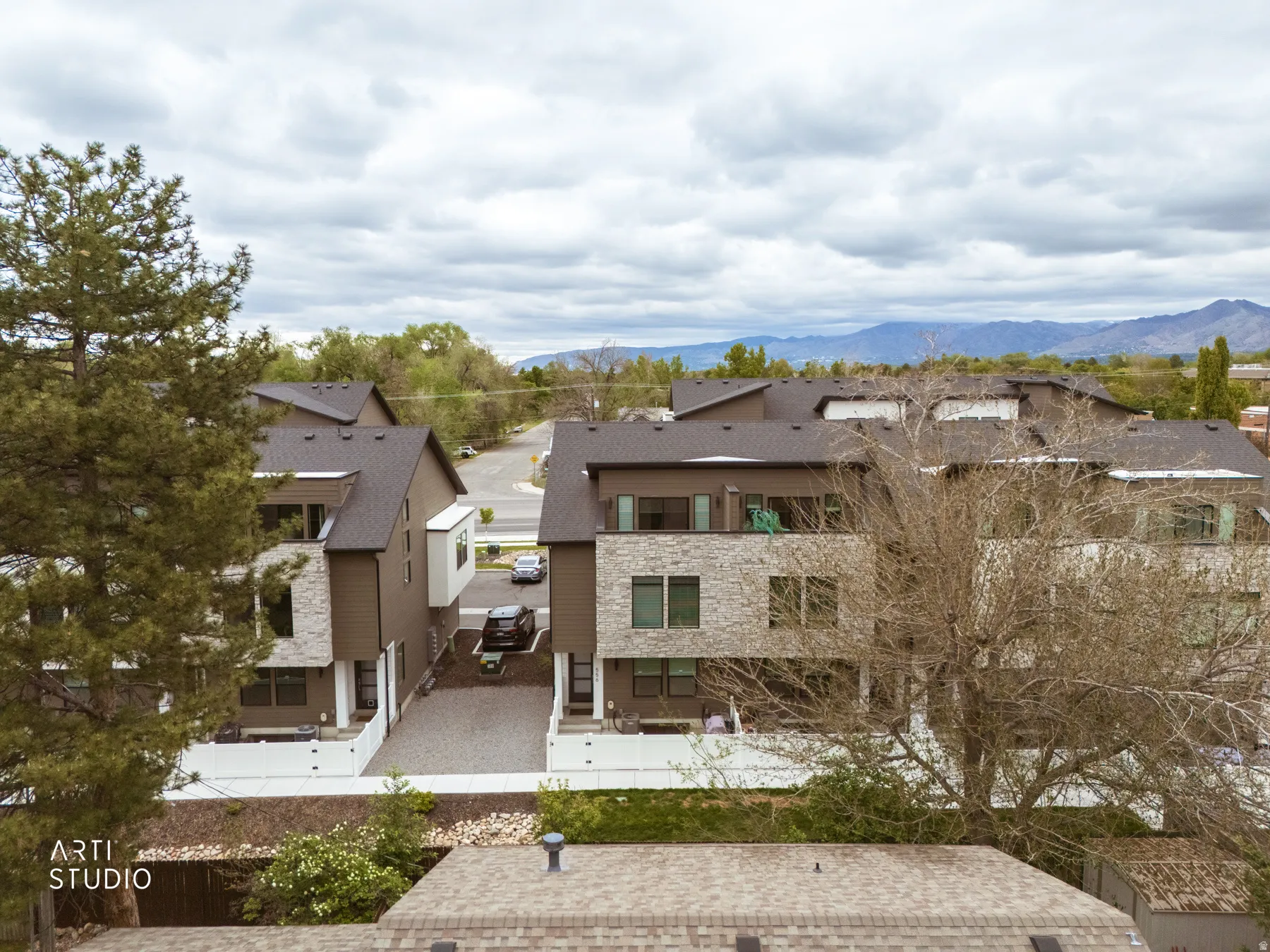 View of building exterior featuring a mountain view