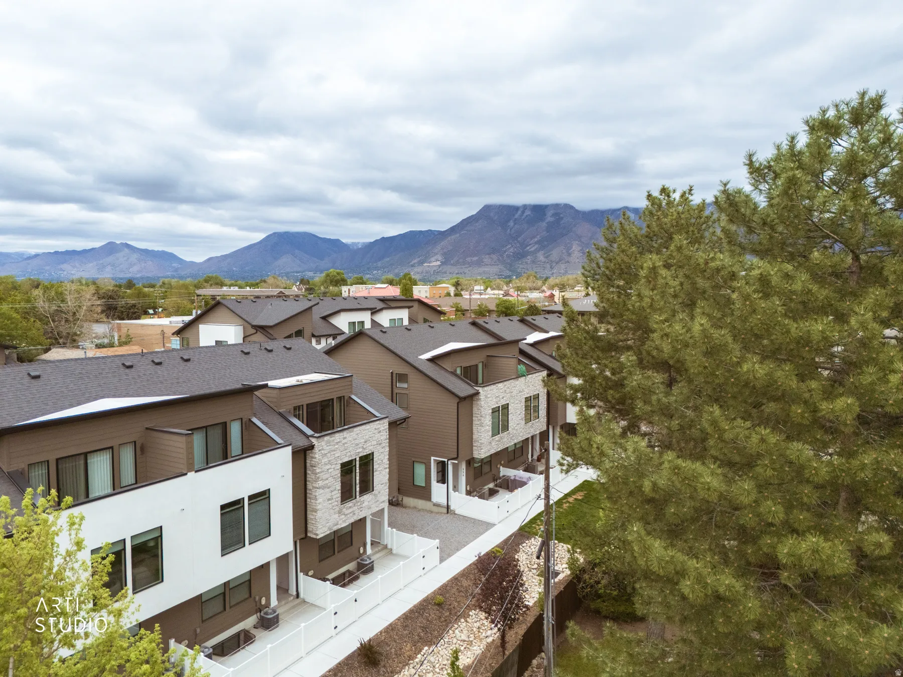 Mountain view with nearby suburban area