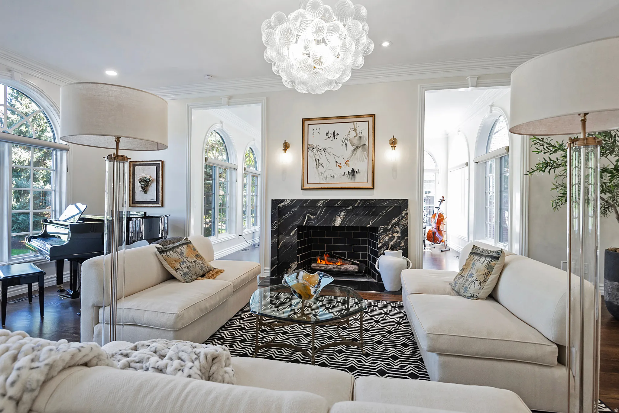Lovely formal living room with attached music parlor